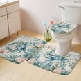 thumbnail image 4 of Retro Crab Bathroom Rugs Set Ocean Nautical Coral Non Slip Absorbent Soft Bath Mats 3 Piece Set with Bathroom Rug, U-Shaped Floor Mat, Toilet Seat Cover Large Size, 4 of 9