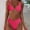 Pink, variant on Herrnalise Women's Bikini Sets Colorblock Trim 2 Piece High Waisted Swimsuit Scoop Neck Adjustable Spaghetti Straps Bathing Suit