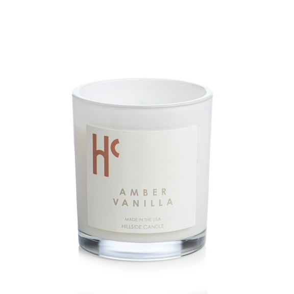 Hillside Candle Amber Vanilla Fragrance - Single Wick Soy Candles, Luxury Scented Candles for Home - Up to 60 Hour Burn Time, Cruelty-Free Soy Wax Blend - Warm Golden Amber & Vanilla Fragrance (9 oz)