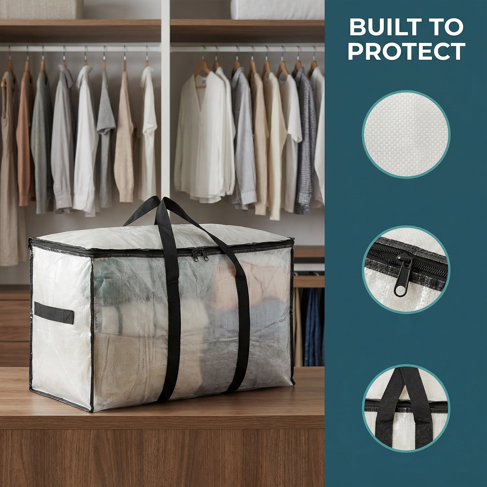 Unique Bargains Storage Bags for and Closet with Handle Clear 27.56"x13.78"x16.54"