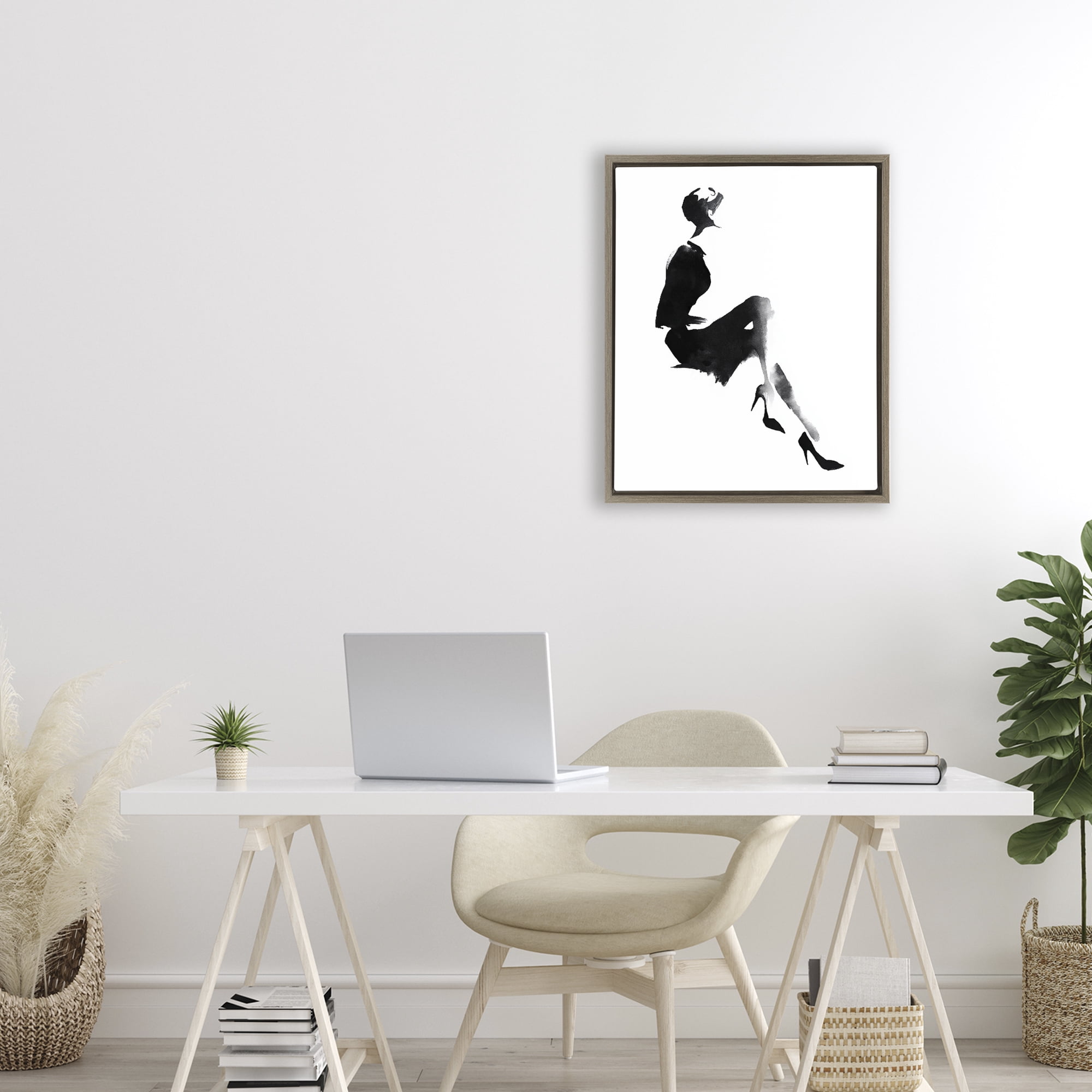 Stupell Industries Chic Silhouette Noir Brown Framed Floater Canvas Wall Art, design by Svetlana Aleynikova