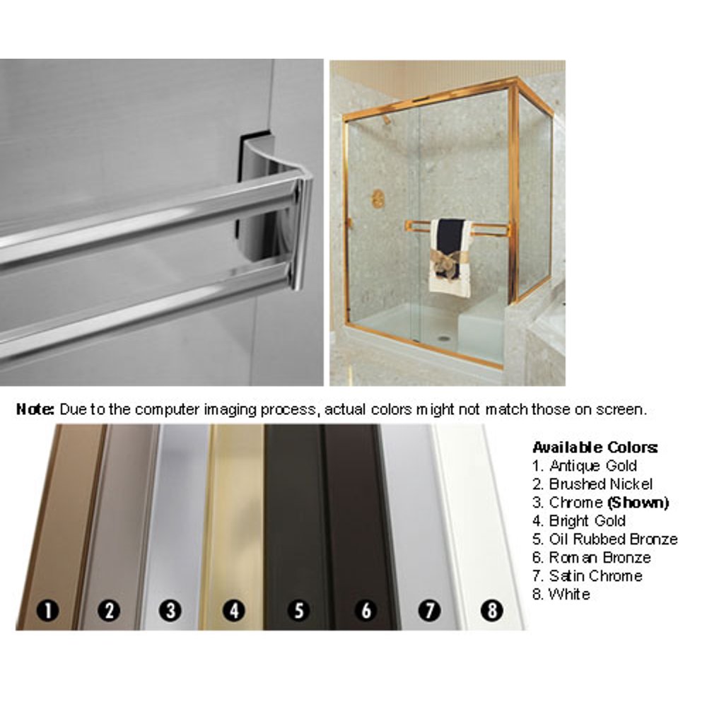 Chrome Sliding Frameless Shower Door Double Towel Bar Kit - 30" long