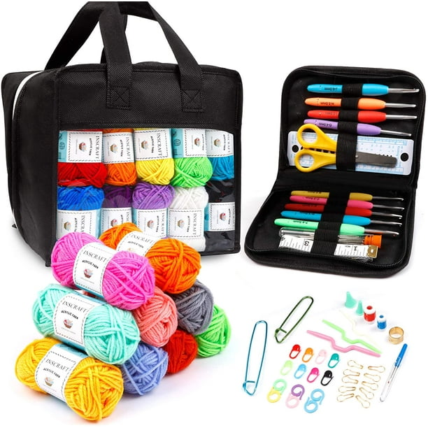 40 Acrylic Yarn Skeins Crochet Hook 1600 Yards Crochet Yarn with Crochet Accessories Kit Including Ergonomic Hooks, Scissors, Knitting Needles, Stitch Markers & - Walmart.com