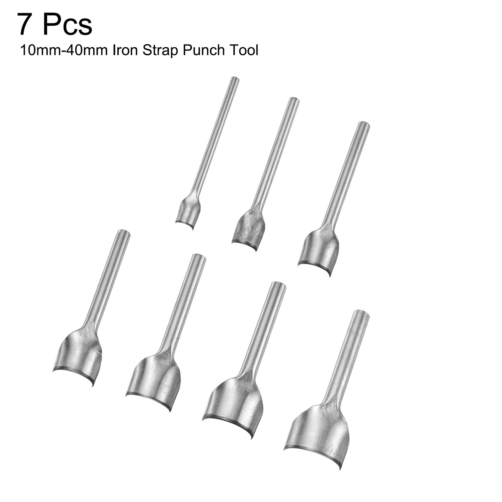 Uxcell 7pcs Half-Round Leather Cutter Punch 10mm-40mm Iron Strap Punch Tool for Crafting Strap Belt Wallet