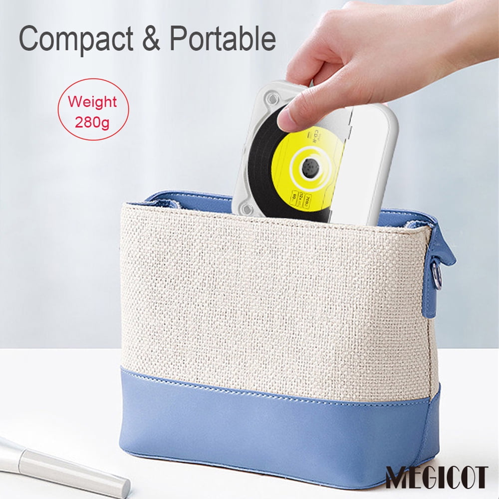MEGICOT Bluetooth Rechargeable CD Player with Hold Function LED Display USB Audio Port, 2000mAh Personal MP3 CD Player for Listening Music Prenatal Education Children Study
