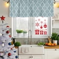thumbnail image 5 of 2 Pack Blue Moroccan Valances for Windows Bedroom Living Room Window Treatments, Retro Country Geometric Quatrefoil Plaid Rod Pocket Valance Drapes Short Kitchen Curtains Over Sink 42"x12", 5 of 8