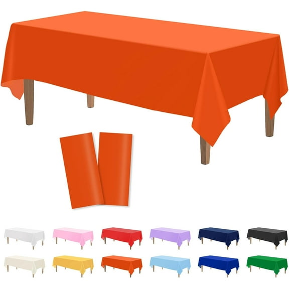 Knubmt Set of 2 Rectangle Plastic Tablecloth Solid Color Table Cover Disposable Table Cloths for Picnic Birthday Wedding Party, 54 x 108 Inch