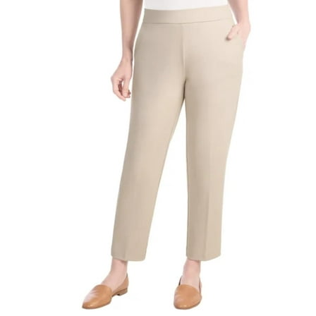 Hilary Radley Women's Crepe Pull-On Pant (US, Alpha, Medium, Regular, Regular, Beige)
