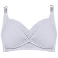 thumbnail image 4 of Nmnitkp Nursing Bras Antibacterial Fabric Solid Color Pregnant Women Breastfeeding Bra With Open Button Postpartum,Soft and Skin-Friendly Cotton Nursing Bras for Breastfeeding Gray,90, 4 of 5