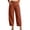 Orange Wide Leg Pants, variant on Miluxas Women's Lightweight Wide Leg Pants Elastic High Waist Cropped Harem Trousers with Pockets Summer Fashion Outfits White