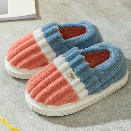 

Christmas Couples Women Slip-On Furry Plush Flat Home Winter Open Toe Keep Warm Slippers Shoes