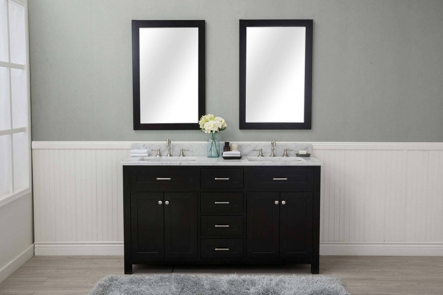 Cabinet Mania Espresso Shaker 60 Bathroom 4 Drawers Vanity W Marble Top Walmart Com Walmart Com