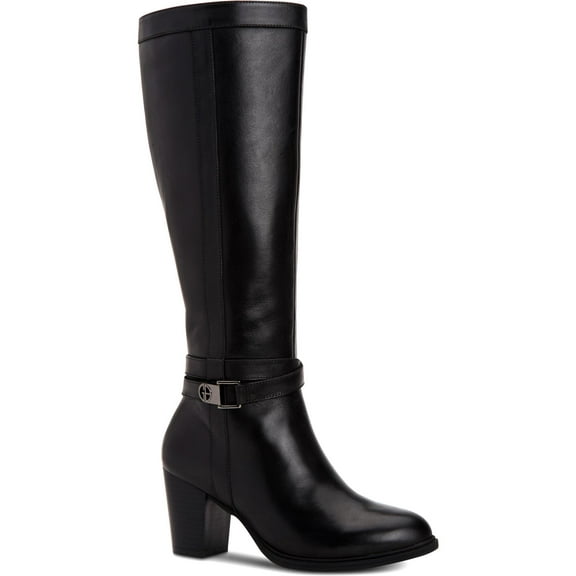 Giani Bernini Women's Rozario Leather Almond Toe Knee High Fashion Boots Black Size 7.5M