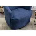 thumbnail image 5 of Swivel Barrel Chair, Comfy Round Boucle Accent Sofa Chair with Wooden Frame and Metal Base, Small Leisure Club Arm Chair for Nursery, Living Room, Hotel, Bedroom, Office, Navy, 5 of 8