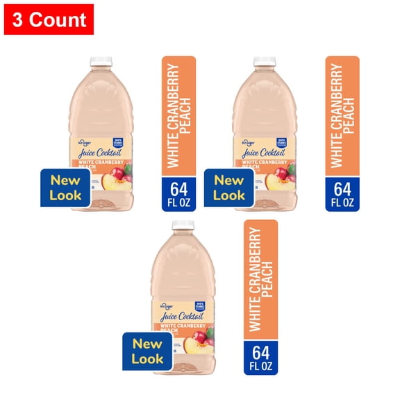 Kroger White Cranberry Peach Juice Cocktail 64 fl oz - 3 count