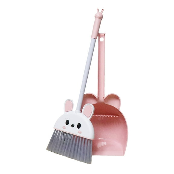 Handcrafted Animal Figurine Set with Kids' Broom and Dustpan Toy for Toddlers and Young Children