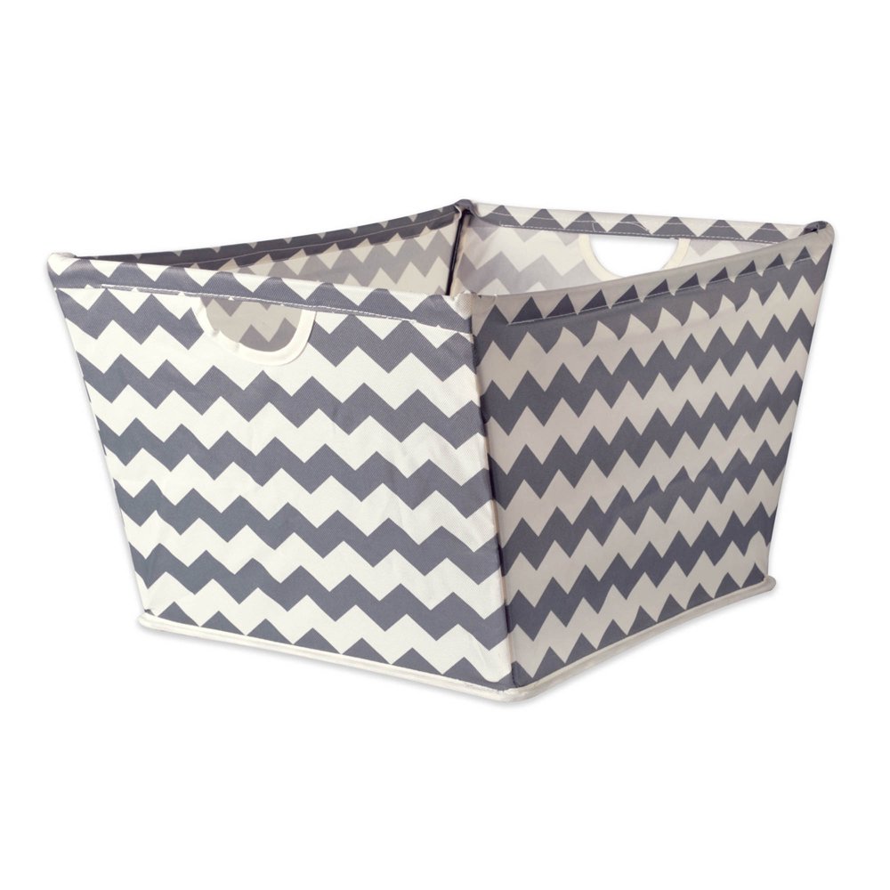 gray and white chevron toy chest