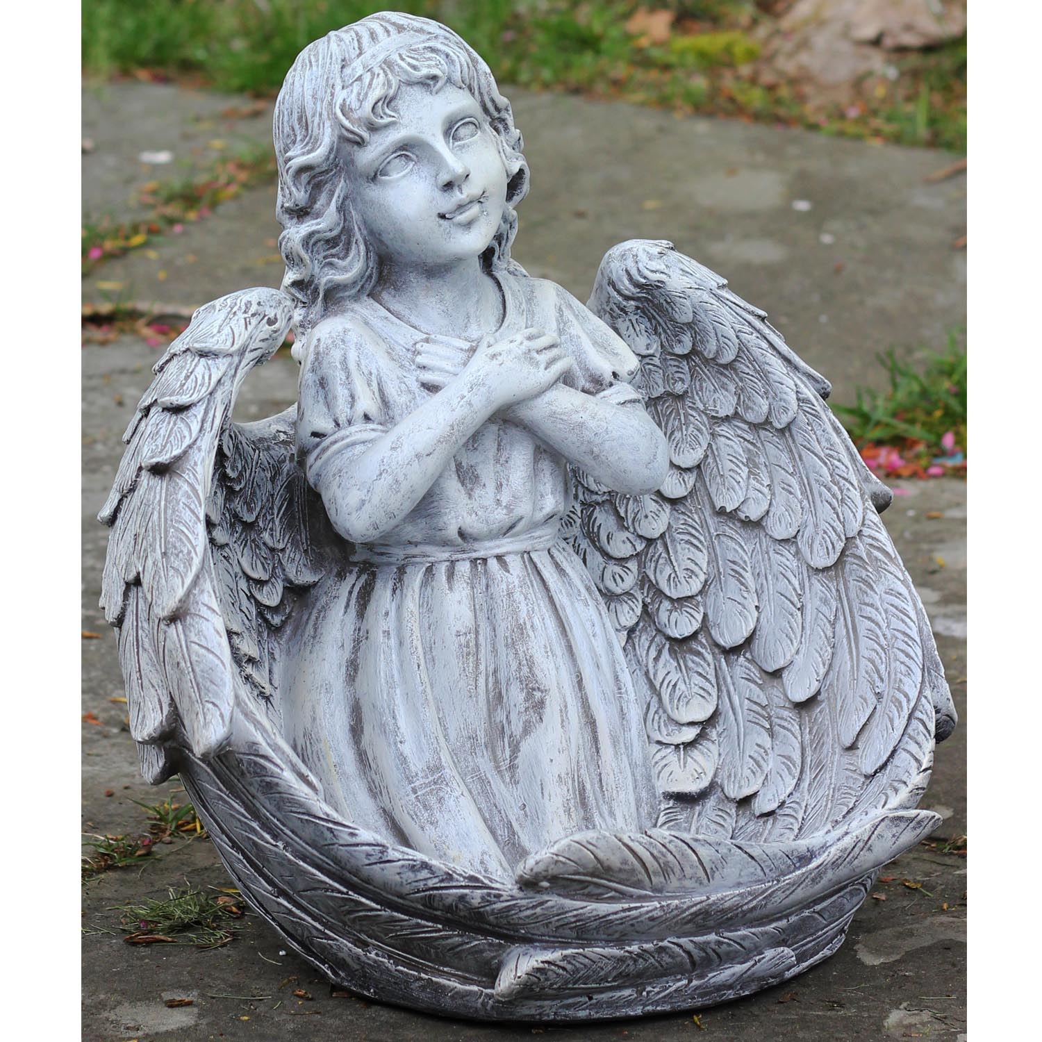 Northlight 16" Cherub Angel Wrapped in Wings Religious Outdoor Patio Garden Statue - Gray - image 4 of 6