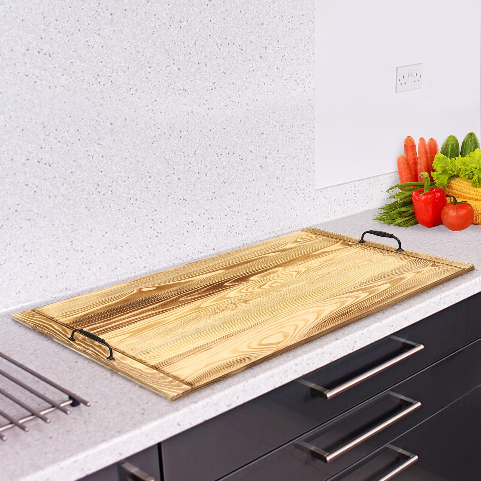 Noodle Board Stove Cover 30 x 22 inch Wood Stove Top Cover Wooden Stovetop
