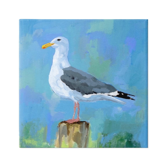Stupell Industries Coastal Seagull Painting Animals & Insects Painting Gallery Wrapped Canvas Print Wall Art, 17 x 17