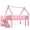 Pink+Shelves, variant on Bellemave Twin Size Loft Bed with Slide and LED Lights, Wood House Roof Low Loft Beds Frame with Ladder, Under Bed Storage, No Box Spring Needed (Pink)