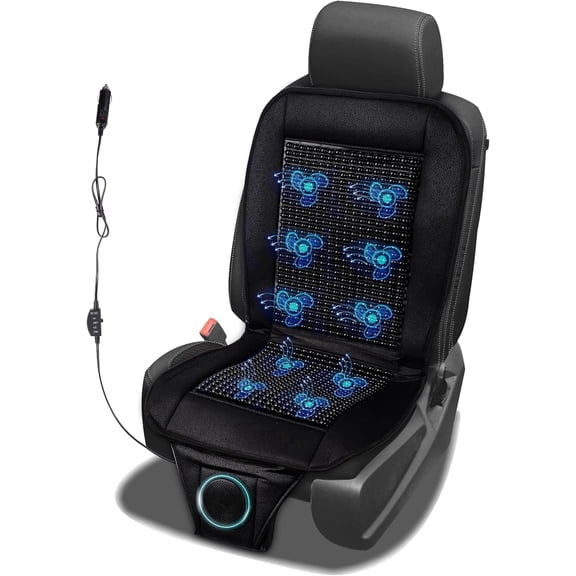 Zone Tech Beaded Cooling Car Seat Cushion with Wooden Massage Beads - 12V Adjustable Temperature Cooling Pad, Breathable Summer Seat Cover