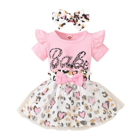 

Baby Girls Summer Romper+Mini Skirt+Bow Outfit Clothes for Newborn Infant Toddler