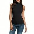 thumbnail image 2 of Otvok Summer Women Tank Top, Womens Turtleneck Business Casual Tops Slim Fit Plain Tee Shirts (Sleeveless), 2 of 6