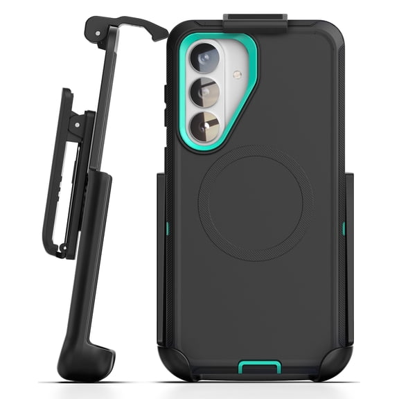 Encased for Samsung Galaxy S26 Plus Phone Case with Belt Clip Holster and Screen Protector, Magnetic Heavy Duty Military Grade Protection, Black / Teal