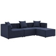 thumbnail image 1 of Modway Saybrook Canapé Sectionnel de Patio Extérieur 4 Pcs en Tissu Rembourré, Bleu Marine, 1 of 11