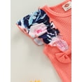 thumbnail image 6 of Coduop Kids Baby Girls 2pcs Clothes Set Casual Ribbed Shirt Tops Ruffle Floral Shorts Summer Outfit, 6 of 7