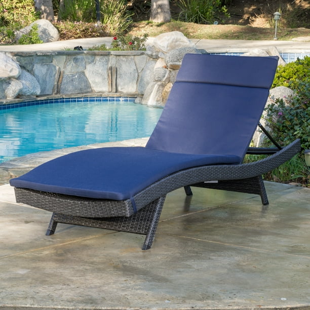 Anthony Outdoor Wicker Adjustable Chaise Lounge with Cushion, Grey