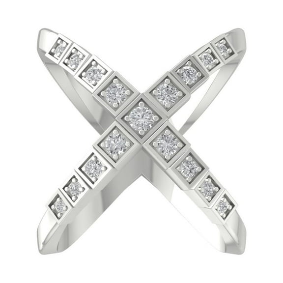 ARAIYA 10K White Gold Round Diamond Fashion Band Ring (1/2 cttw, I-J Color, I2-I3 Clarity), Size 10