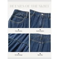 thumbnail image 5 of EMMIOL Women's High Waisted Tiered Denim Maxi Skirt Vintage A-Line Swing Jean Skirt with Pockets Casual Boho Style, 5 of 10