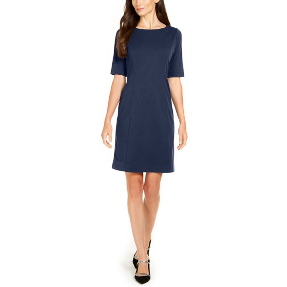 Alfani Petite Solid Sheath Dress Modern Navy 10P