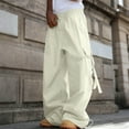 thumbnail image 4 of Men's Wide-Leg Cargo Pants - Drawstring Waist & Adjustable Straps for Streetwear & Casual Outfits Beige 2XL, 4 of 5
