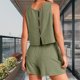 thumbnail image 5 of Conjuntos Cortos Sin Mangas Top sin mangas para mujer Conjuntos cortos Botón Suelto Moda Simple Sólido (Verde XL) Cgtredaw para Mujer Verde T S, 5 of 6