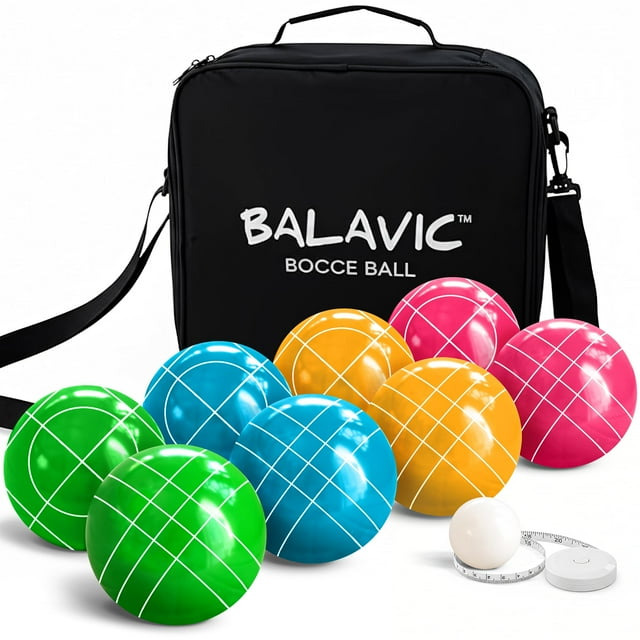 Juego de bolas de petanca BALAVIC de resina multicolor de 100 mm con bolsa