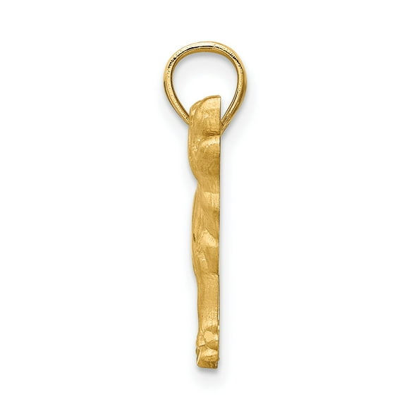 14k Yellow Gold Solid Diamond Cut Satin Finish Labrador Retriever Dog Charm Pendant