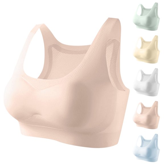 Tranfacy Girls Puberty Training Bra High Support Wireless Thin Built In Padding Breathable Sleeveless Tank Top for 12‑18 Years