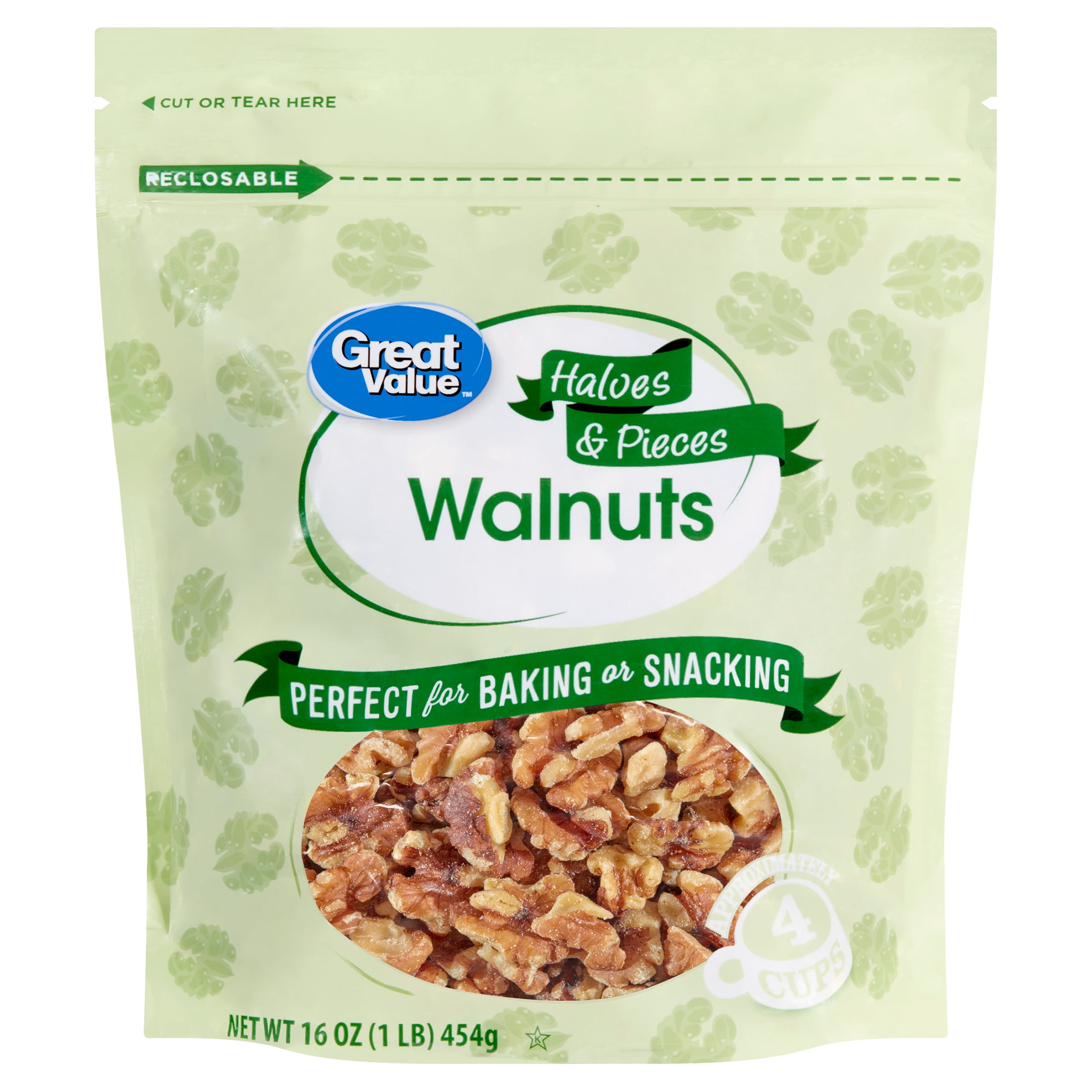 Great Value Walnuts Halves & Pieces, 16 oz