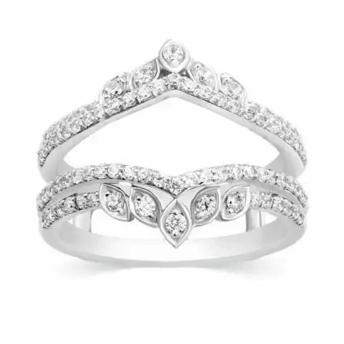 Round Cut Lab Created Diamond 2.00Ct 14k White Gold Plated Wedding Enhancer Wrap Band
