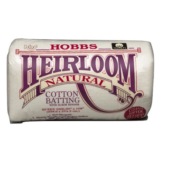 Hobbs Heirloom 100 Natural Cotton Batting 96" x 108" Queen