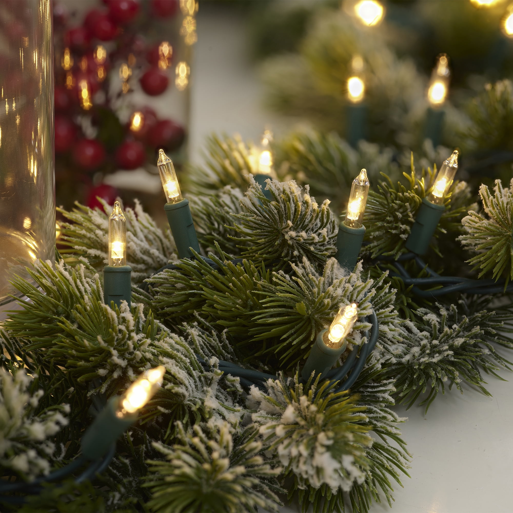 Indoor/Outdoor 100-Count LED Glass Mini Lights, Warm White, 19.5', by Holiday Time