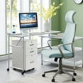 thumbnail image 6 of EasingRoom Wood Drawer Cabinet  with Lockable Casters Office, Bathroom Kitchen Cabinet 3 Dawer Bedside Table, White, 6 of 10