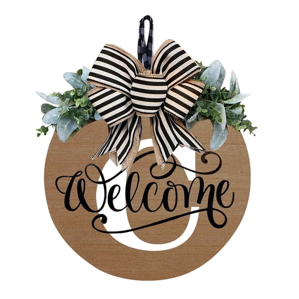 Front Door Wreath Decorative Hanging Plaques, Last Name Year Round, Wooden Frame, Festive Home Decor, Easy Installation, Metal Rolling, For Office, Elegant Door Accent,topliu