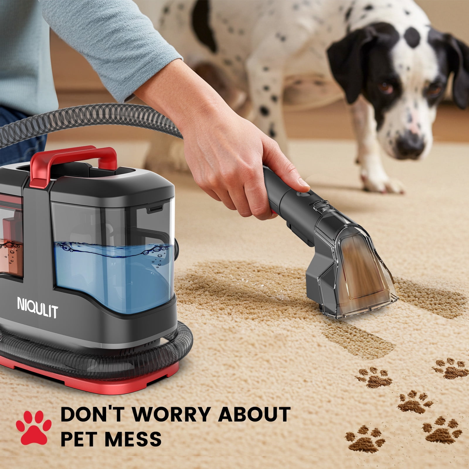 Portable Carpet Cleaner Machine, Upholstery Spot Vacuum Cleaner, 15Kpa Powerful Suction for Pet Stain, Couche & Car