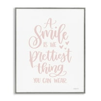 Stupell Industries Smile is Prettiest Thing Typography Painting Gray Framed Art Print Wall Art, 16 x 20
