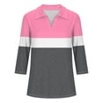 thumbnail image 4 of Blouses pour Femmes, T-shirt à Col en V avec Revers et Manches 3/4 Assorties, 4 of 4