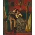 thumbnail image 2 of Brown, John George 26x31 Black Ornate Wood Framed with Double Matting Museum Art Print Titled - The Music Lesson, 2 of 4